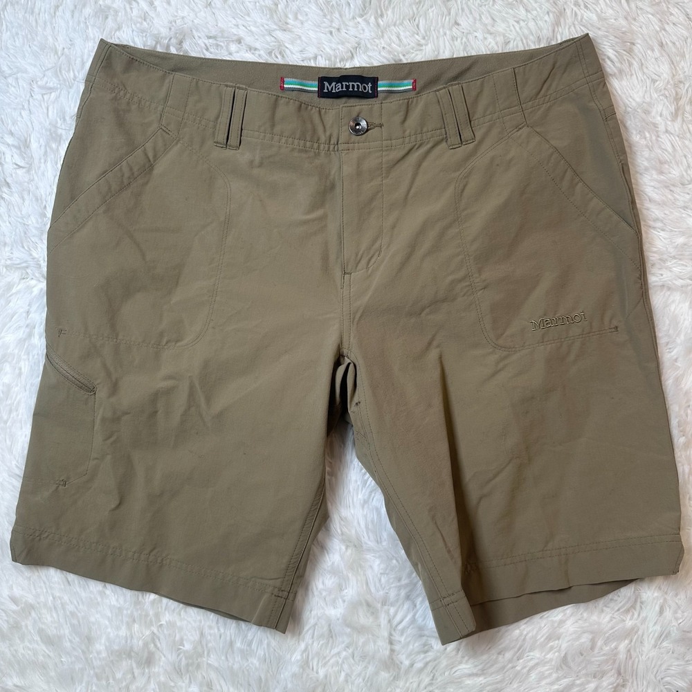 Marmot Womens Hiking Shorts Size 12 Khaki Tan Outdoor Utility Performance